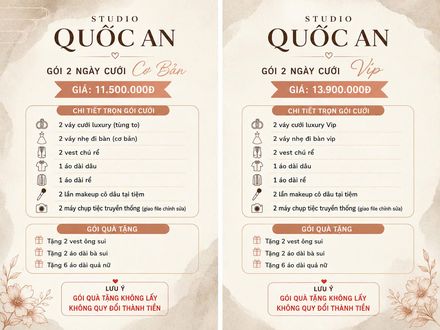 Gói 2 ngày cưới — 11.500.000đ & 13.900.000đ