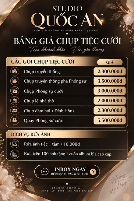 Bảng giá chụp tiệc cưới